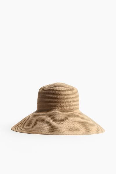 Sloped Brim Straw Hat - Beige - Ladies | H&M US | H&M (US + CA)