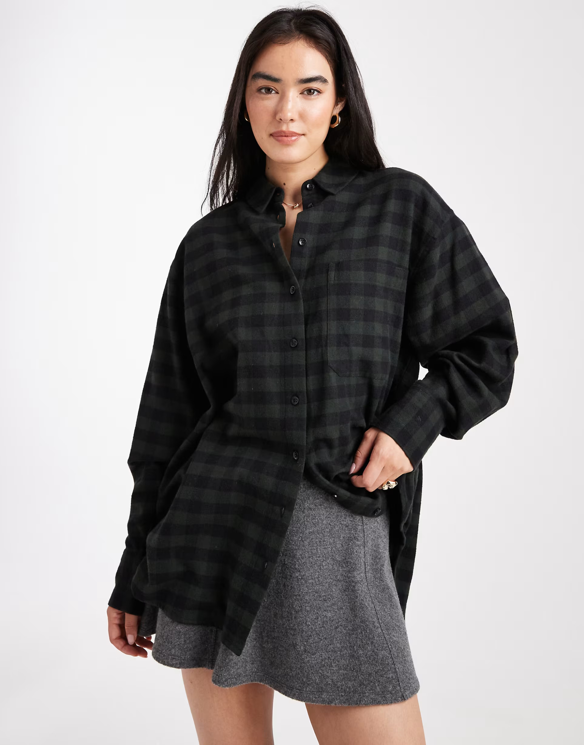 ASOS DESIGN brushed oversized shirt in green plaid | ASOS | ASOS (Global)