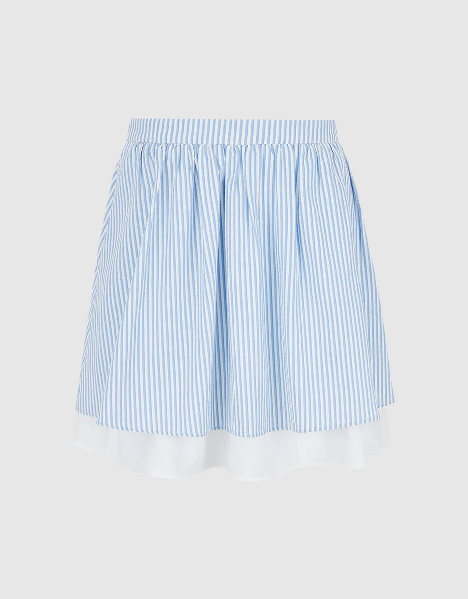 Elastic Waist Striped Mini A-Line Skirt | Urban Revivo