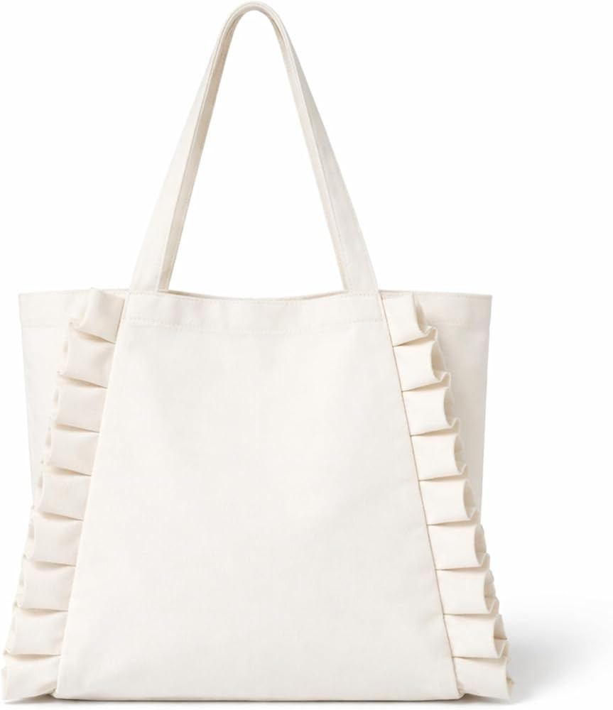 Sadnyy Ruffle Tote Bag Big Capacity Shoulder Bag Travel Tote Handbag for Women Cloth Handbag for ... | Amazon (US)