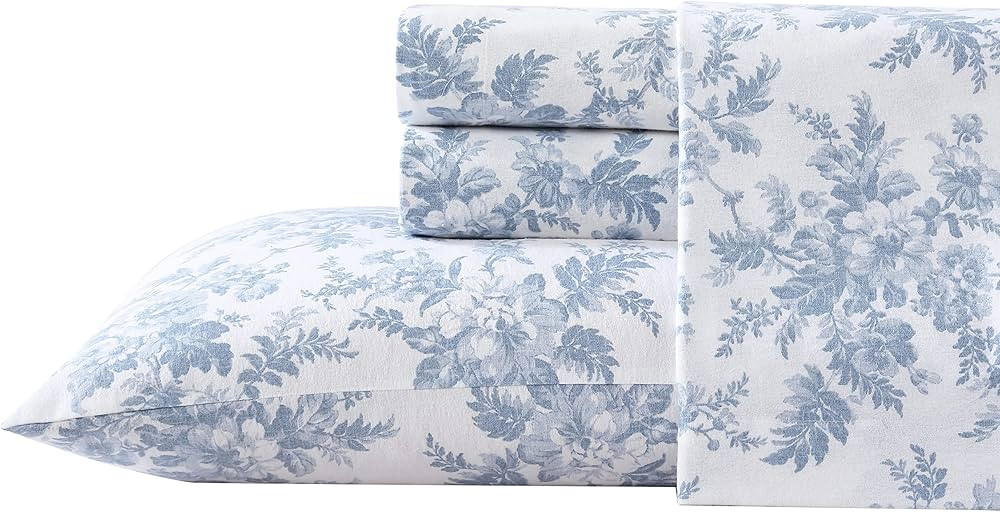 Laura Ashley Home - Twin Sheets, Cotton Flannel Bedding Set, Brushed for Extra Softness & Comfort... | Amazon (US)