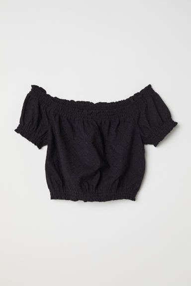 H & M - Short Off-the-shoulder Blouse - Black | H&M (US + CA)