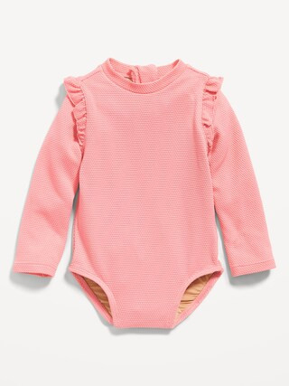 Ruffle-Trim One-Piece Rashguard Swimsuit for Baby | Old Navy (US)