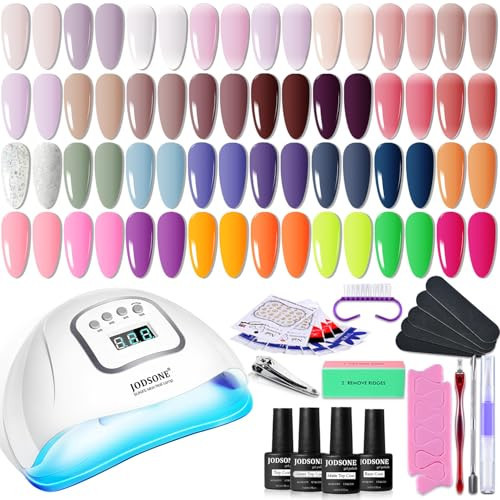 JODSONE 36 Pieces Easy to Apply Gel Nail Polish Kit with U V Light Base Coat Top Matte Glitter Gel Polish for Salon and Home Use | Amazon (US)