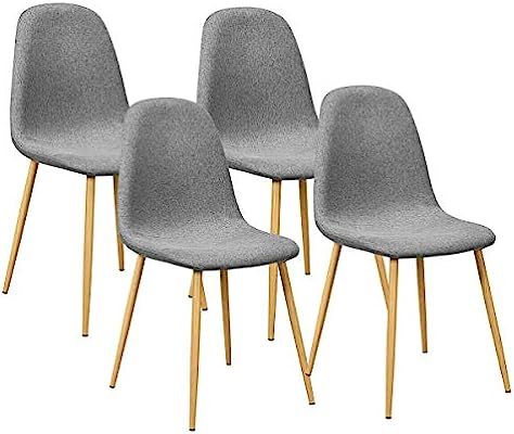 Giantex Set of 4 Kitchen Dining Chairs, Easily Assemble Modern Fabric Cushion Seat Chair w/Metal ... | Amazon (US)