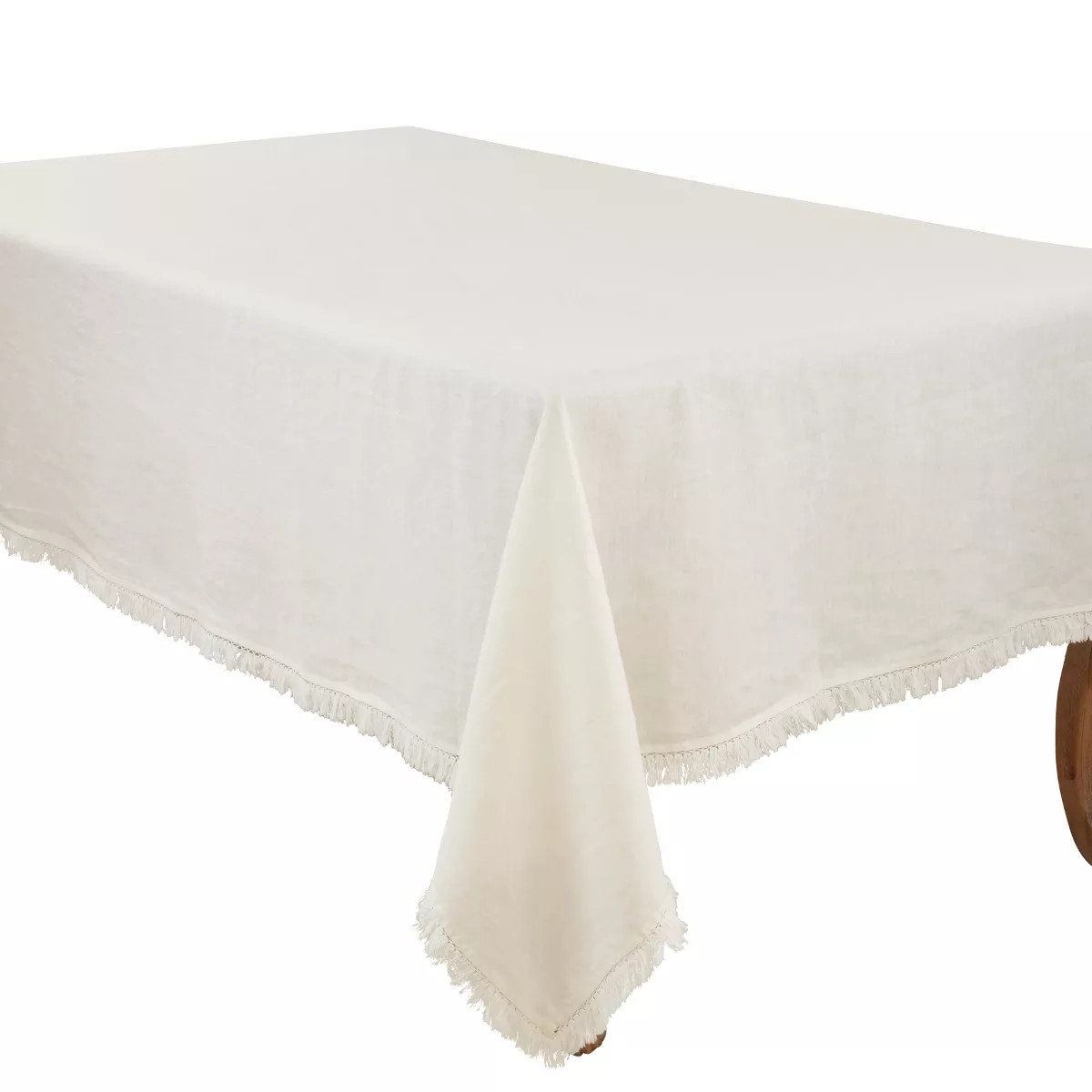 Saro Lifestyle Stonewashed Linen Fringed Tablecloth | Target