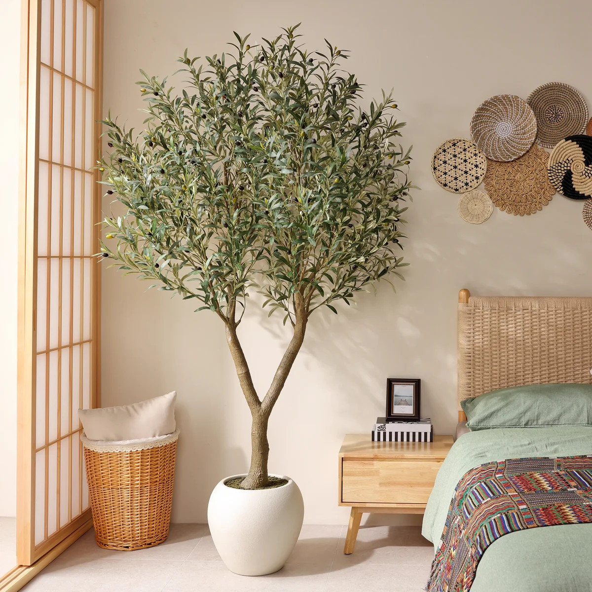 Adcock 7 ft Tall Artificial Olive Tree Faux Plant - Full 3D Leaves (Up to 3240) & Thick Trunk - W... | Wayfair North America