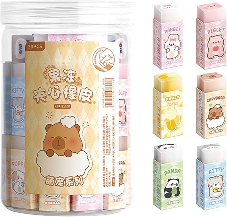 30 Pcs Cute Erasers Cartoon Animal Eraser Kawaii 3D Erasers Pencil Eraser for Students Girls Boys... | Amazon (US)