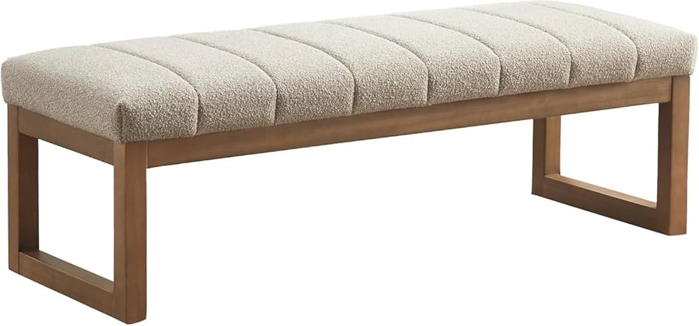 Zihanhome 52.7" Bedroom Bench for End of Bed, Modern Upholstered Teddy Fabric Entryway Bench & Di... | Amazon (CA)