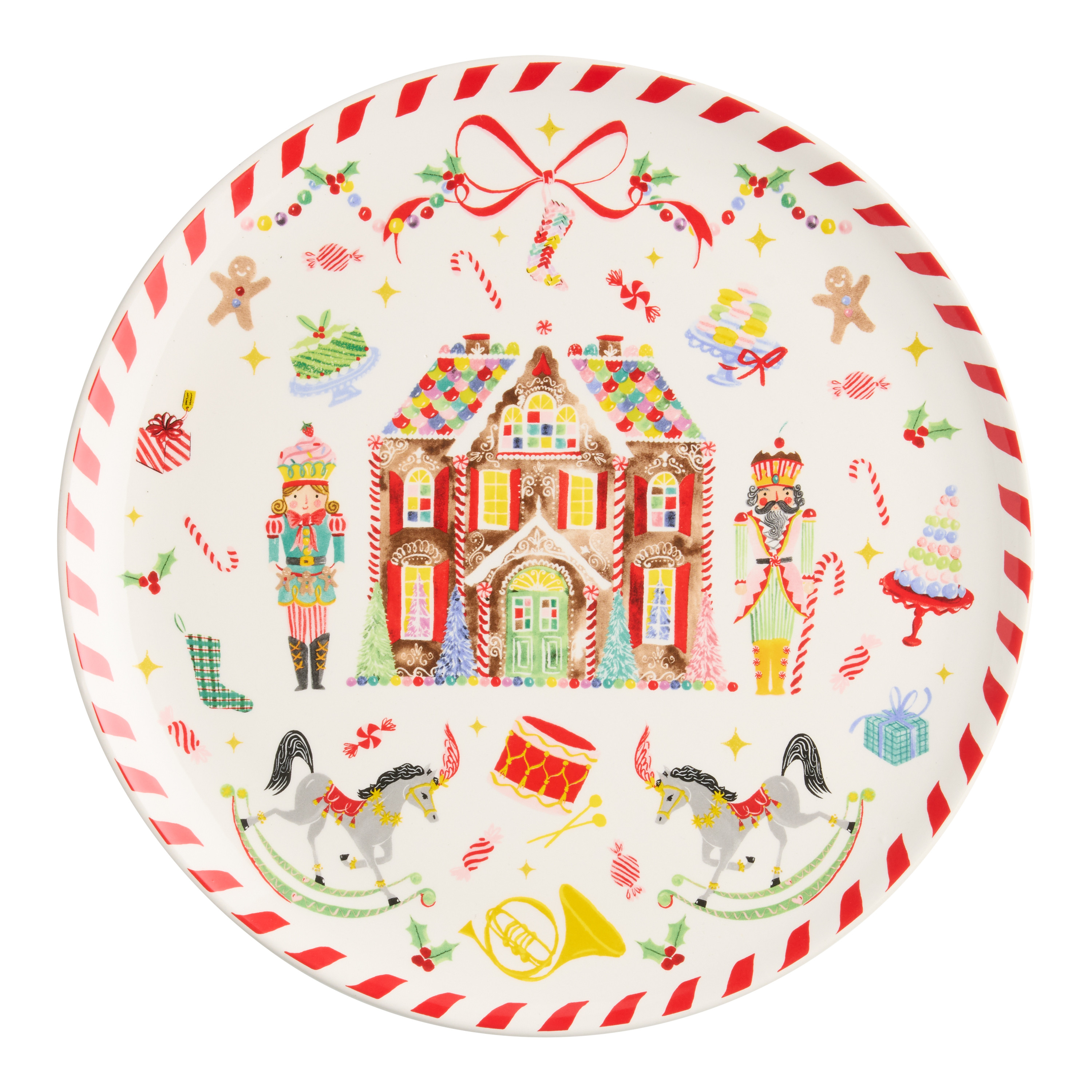 Round Multicolor Jingle Mingle Nutcracker Serving Platter | World Market