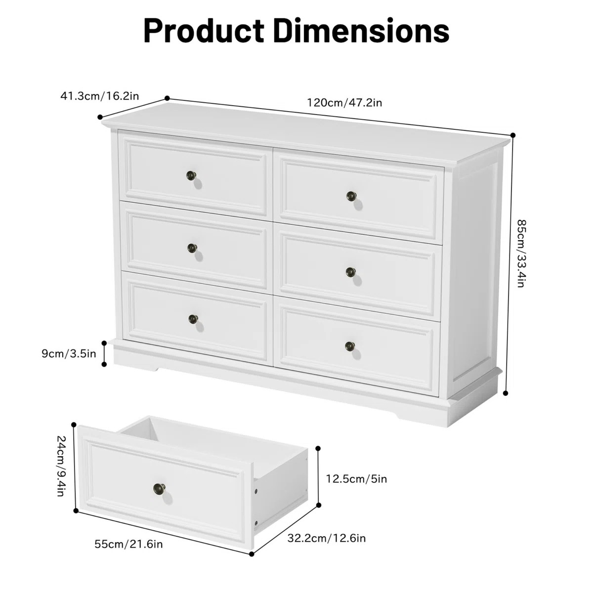 6 Drawer 47.2" W Double Dresser | Wayfair North America