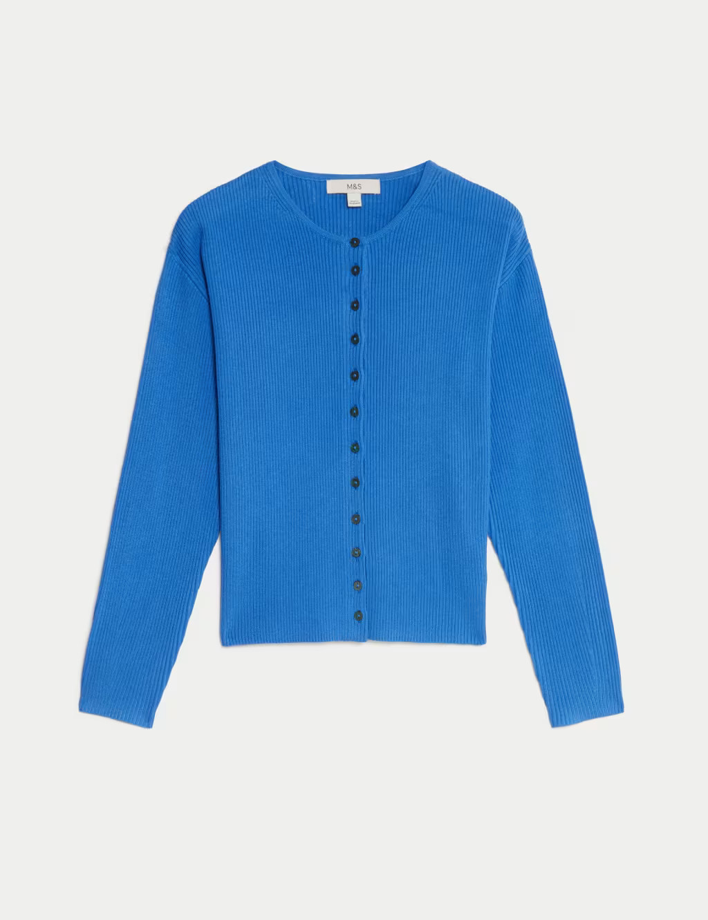 Ribbed Crew Neck Cardigan | Marks & Spencer (UK)