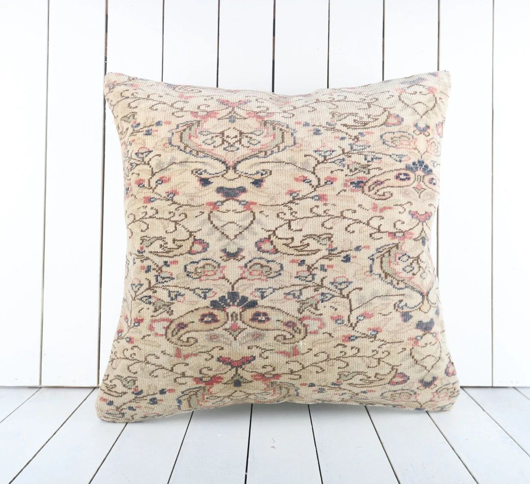 Turkish Kilim Pillow, 24x24 Inch, 60x60 Cm Kilim Pillow Cover, Home Decor, Decorative Throw Pillo... | Etsy (US)