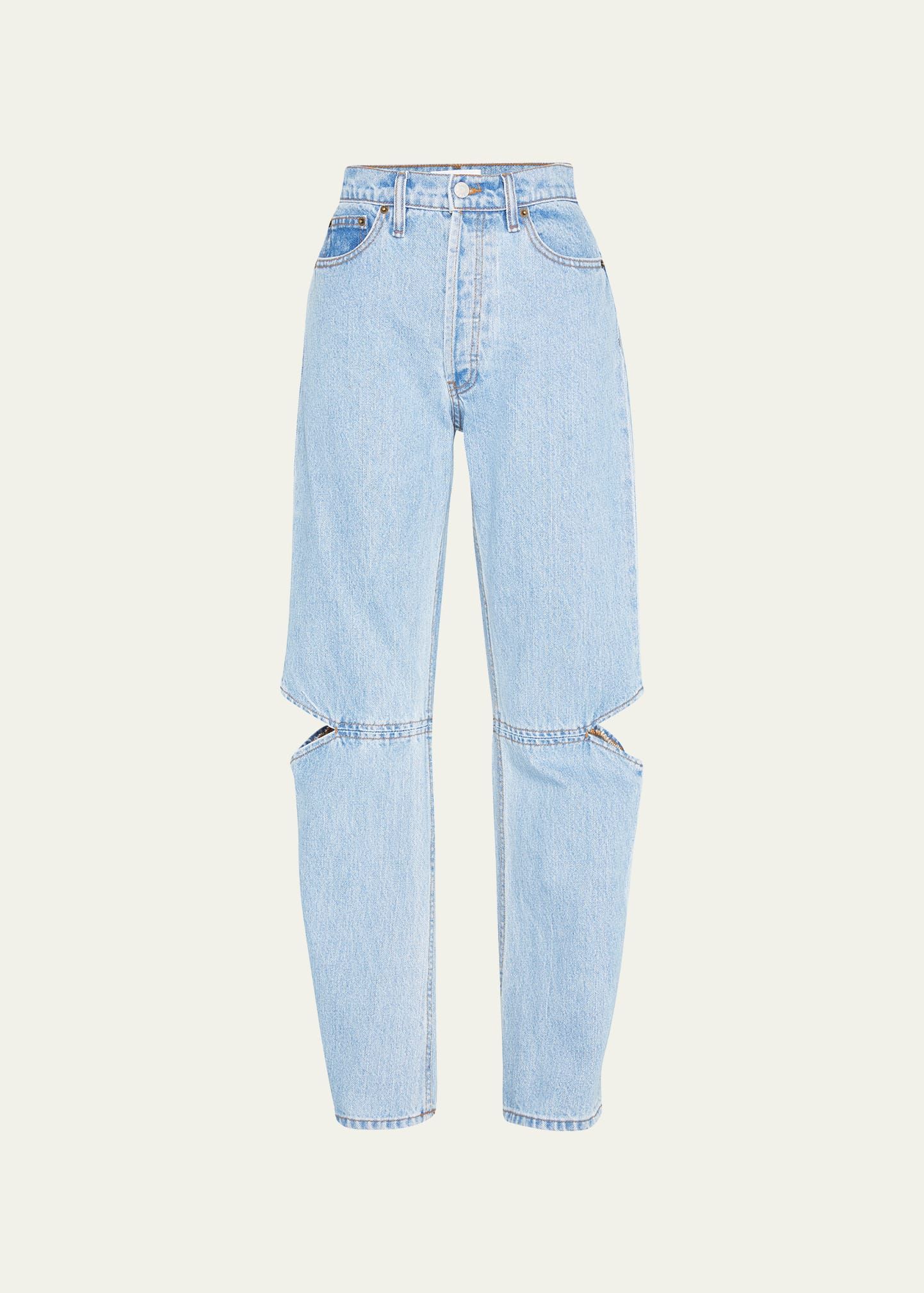 Still Here Cowgirl Straight Cut-Out Knee Jeans | Bergdorf Goodman