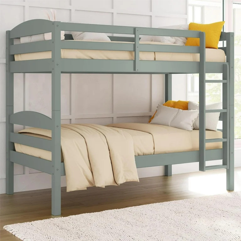 Better Homes & Gardens Leighton Solid Wood Twin-over-Twin Convertible Bunk Bed, Sage Green | Walmart (US)