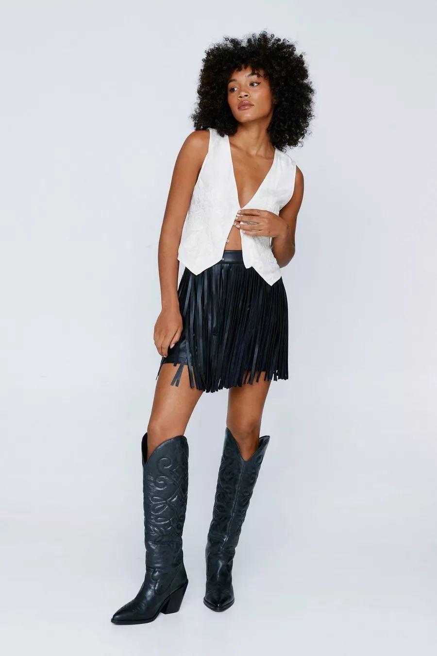 Premium Faux Leather Fringe Mini Skirt | Nasty Gal (US)