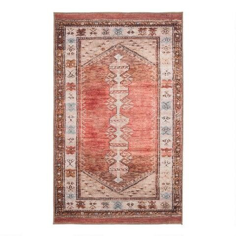 Terracotta and Beige Persian Style Izmir Area Rug | World Market