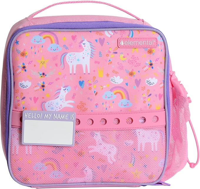 Elemental Insulated Lunch Bag for Kids, with Water Bottle Pocket & Charm Band, Fits Lunch Box, Lu... | Amazon (US)