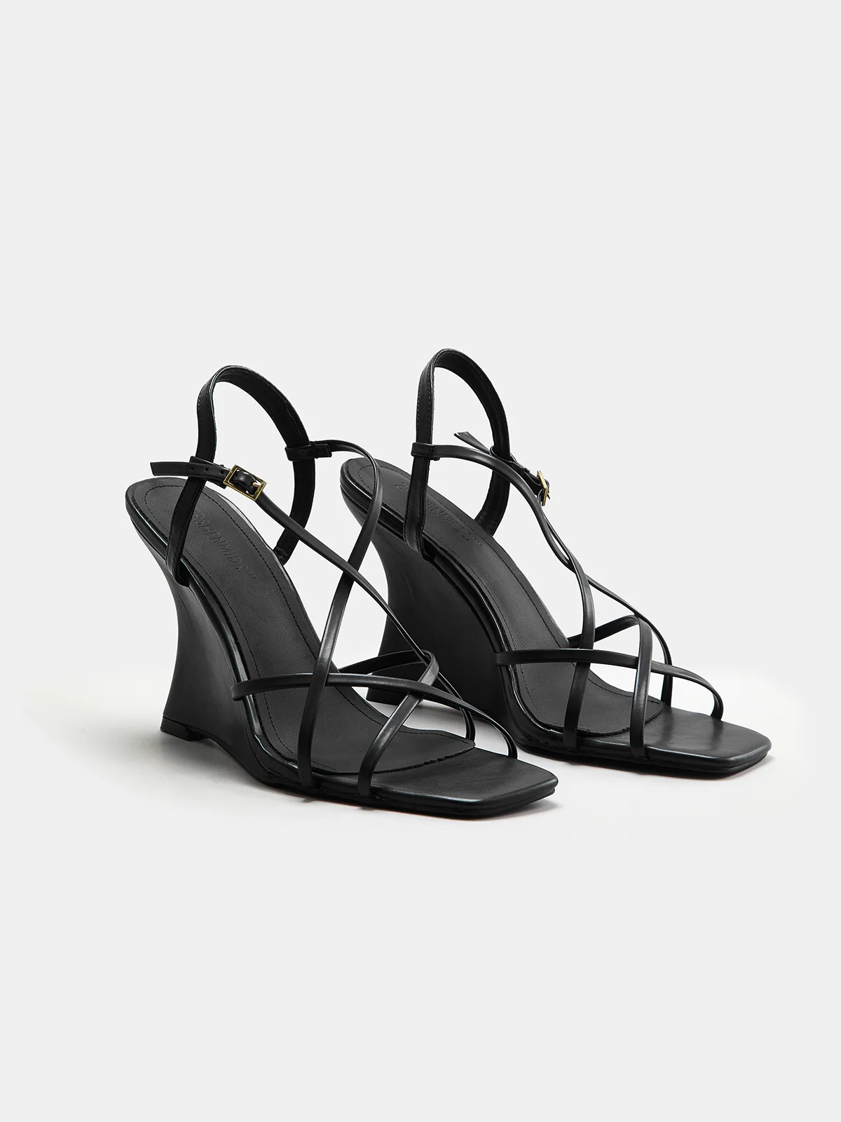 Strappy Square Toe Wedge Sandals | Commense