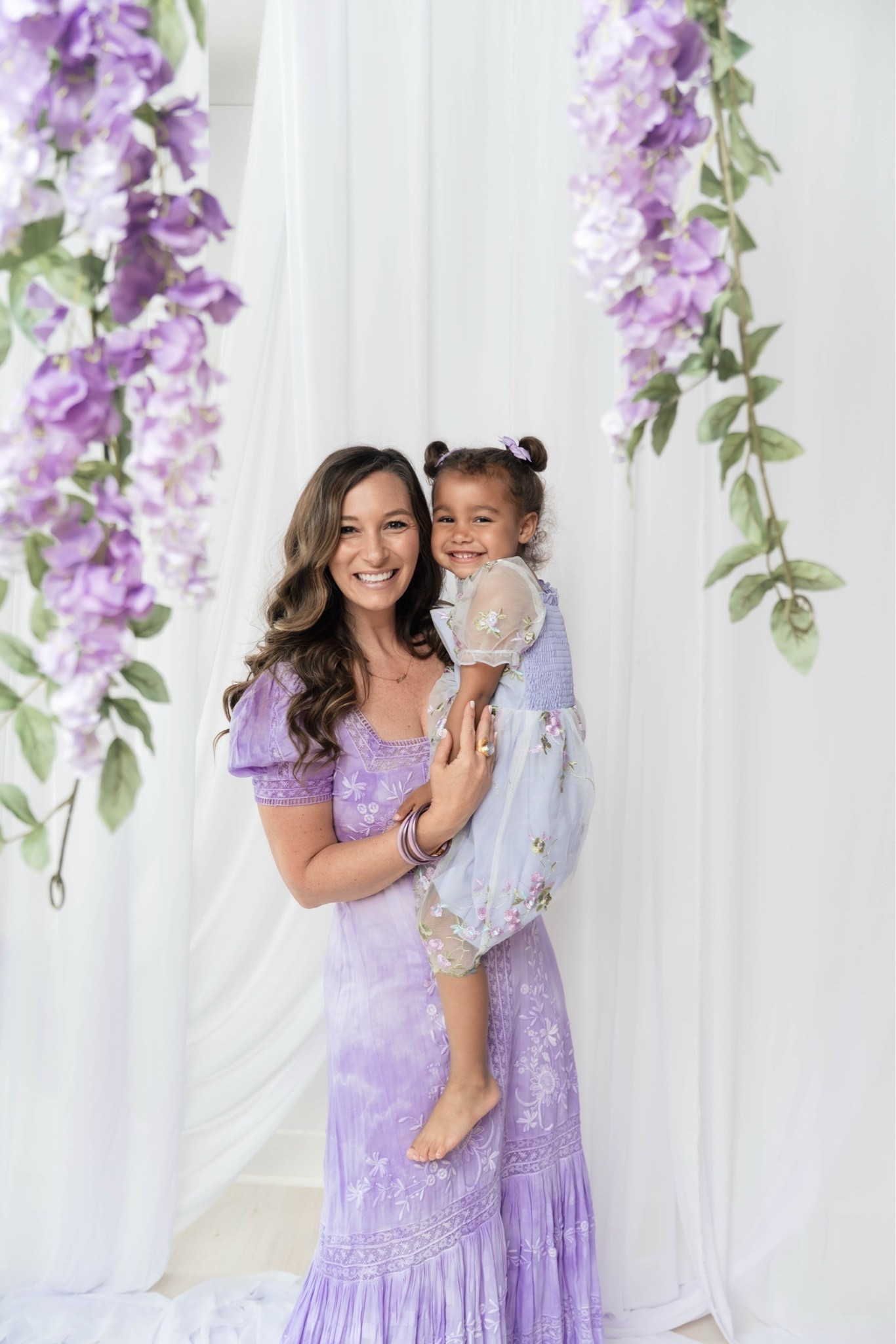 Mom and daughter Mothers Day photos shoot // purple dresses // lavender // lilac // mom And me matching bracelets // all weather bangles // Budha girl

#LTKMothersDay #LTKootd #LTKKids