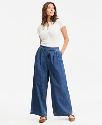 Women's Denim High Rise Wide Leg Trouser Jeans | Macy's