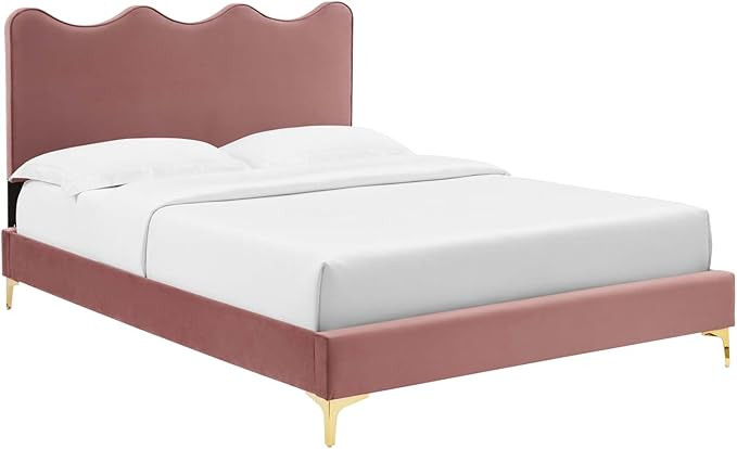 Modway Current Modern Performance Velvet Queen Platform Bed - Dusty Rose Pink | Amazon (US)