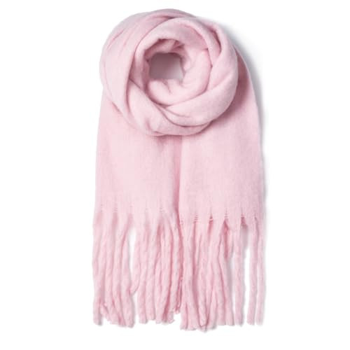 AUSEKALY Women's Scarf Big Colorful Thick Blanket Wrap Winter Oversized Warm Chunky Scarves Solid Pink | Amazon (US)