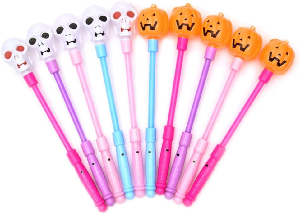 NUOBESTY 4 Pcs Halloween Glow Sticks Pumpkin Skull Head Magic Sticks Fluorescent Magic Wands Ligh... | Amazon (US)