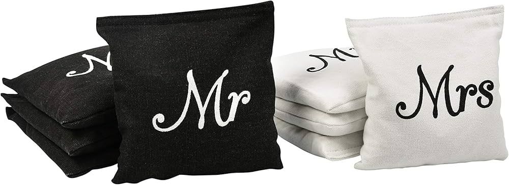 GoSports Wedding Theme Cornhole Bag Set - Includes 4 Black Mr Bags and 4 White Mrs Bags | Amazon (US)