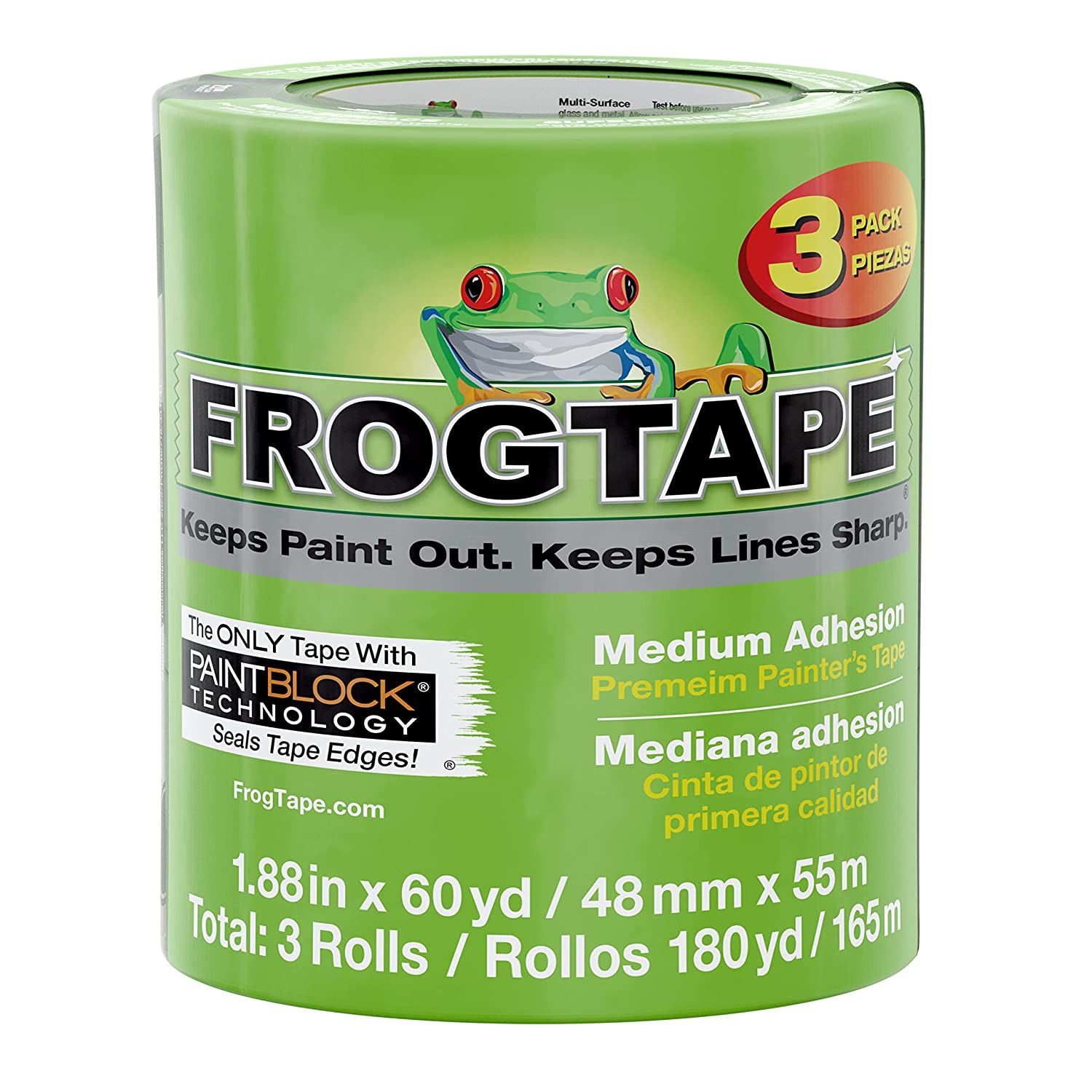FROGTAPE 240661 Multi-Surface Painter's Tape with PAINTBLOCK, Medium Adhesion, 1.88 Inches x 60 Y... | Amazon (US)