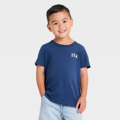 Baby Boys' 4th of July Short Sleeve Flag Graphic T-Shirt - Cat & Jack™ Navy Blue 18M | Target