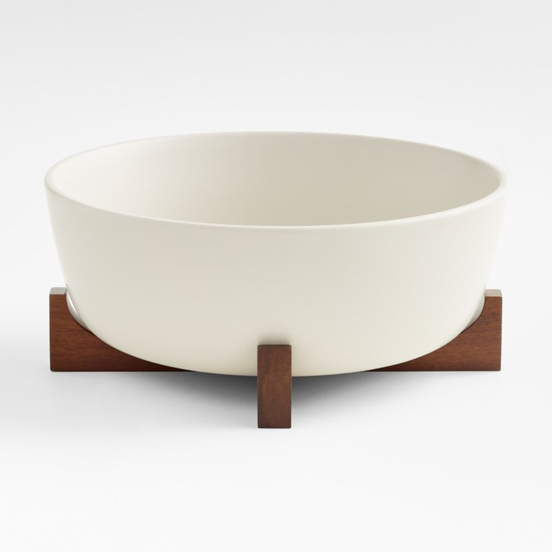 Oven-to-Table Serving Bowl with Dark Wood Trivet + Reviews | Crate & Barrel | Crate & Barrel