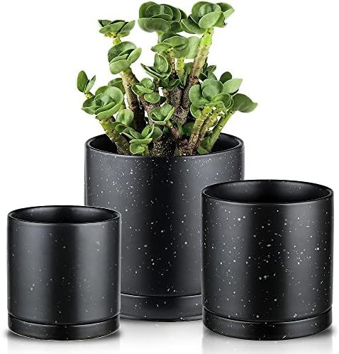 HVH 4 & 5 & 6 inch Plant Pots with Drainage Holes and Saucers, Ceramic Planter Pots for Plants Indoo | Amazon (US)