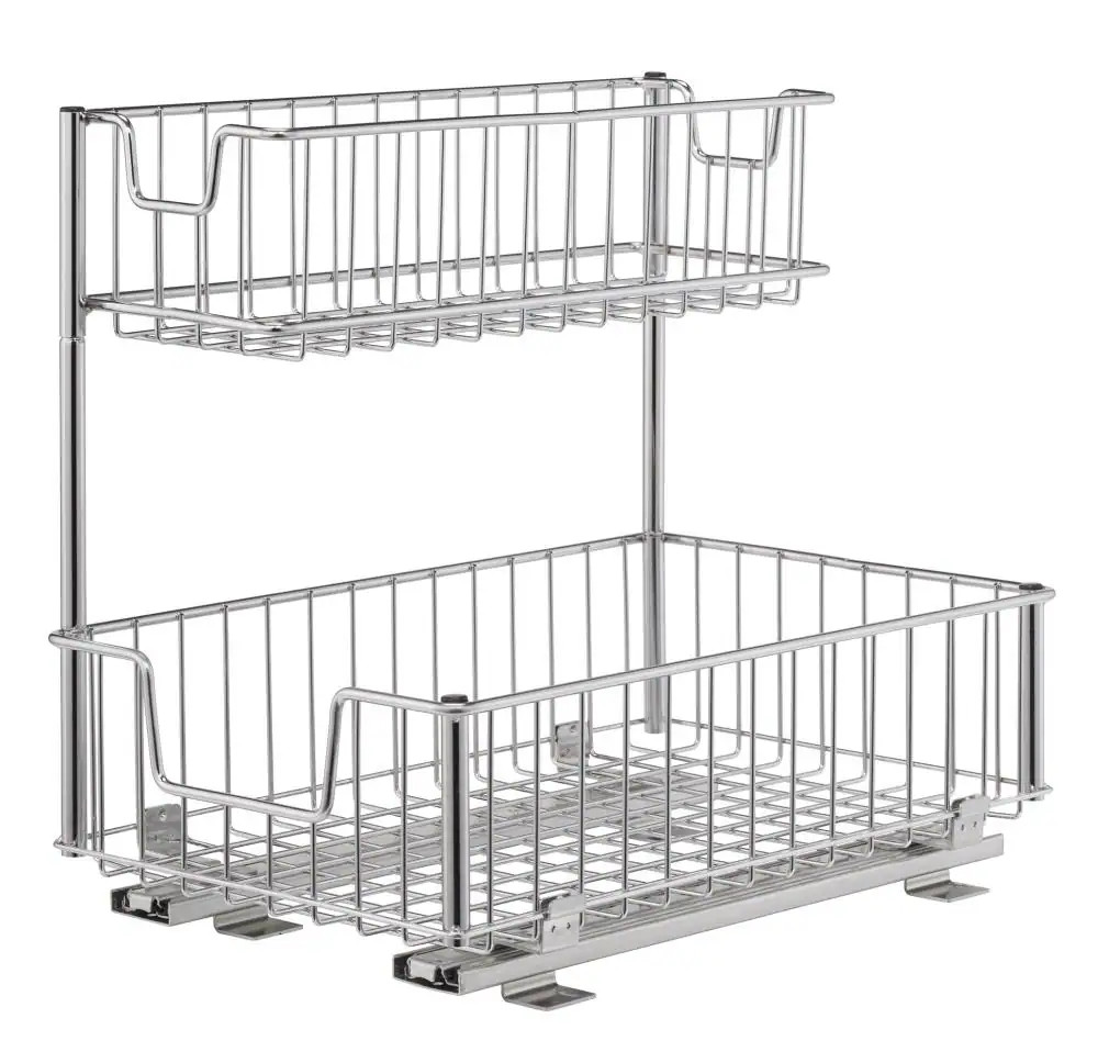 TRINITY 11.4-in W x 15.8-in H x 17.75-in D 2-Tier Cabinet-mount Chrome Metal Under-sink Organizer | TBFC-2204 | Lowe's