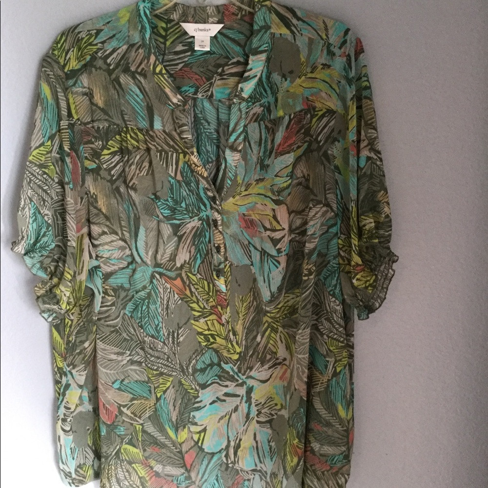 Sheer Tropical Print Top by CJ Banks | Poshmark