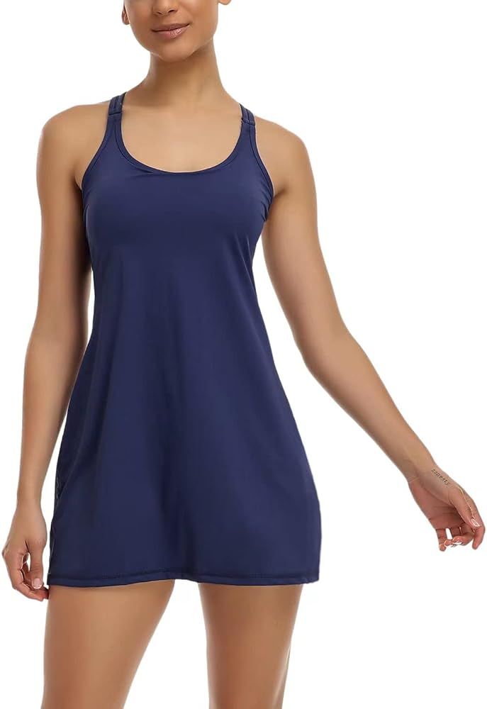 JetBlaze Women's Athletic Tennis Dress with Bra & Shorts Pocket Workout Dress for Golf Sportwear ... | Amazon (US)