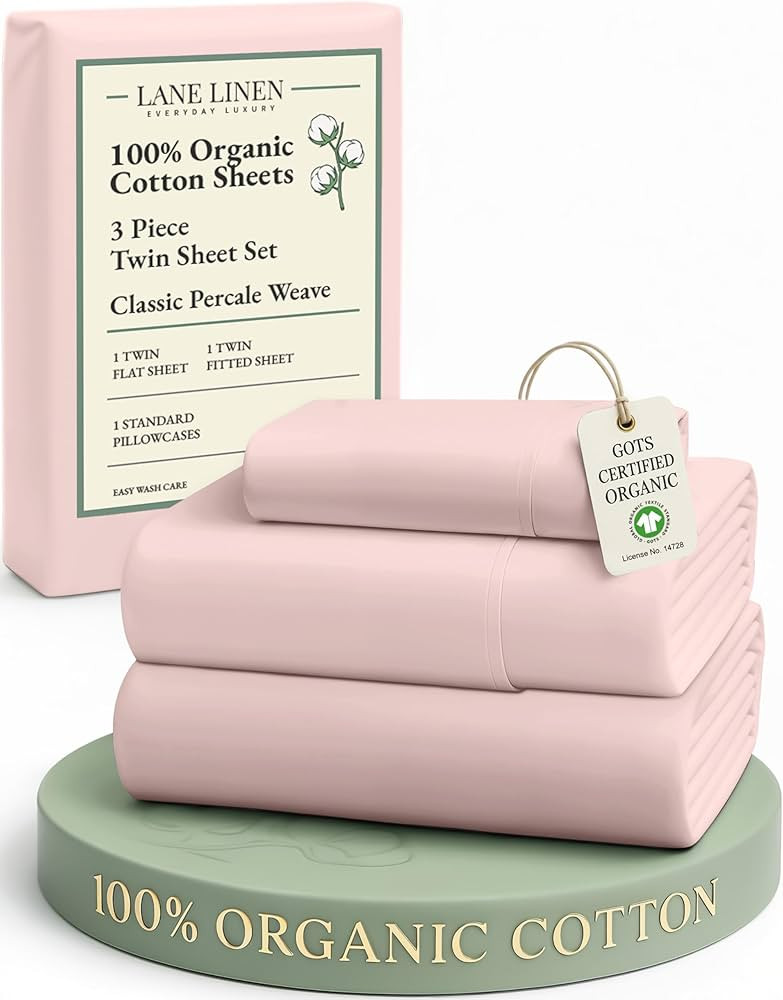 LANE LINEN Eco Friendly 100% Organic Cotton Twin Sheet Set, Hotel Quality Premium Bedding Sheets ... | Amazon (US)