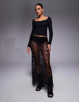 ASOS DESIGN lace bias cut maxi skirt in black | ASOS | ASOS (Global)