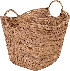 Household Essentials ML-4002 Tall Water Hyacinth Wicker Basket with Handles | Natural, Brown, Nat... | Amazon (US)