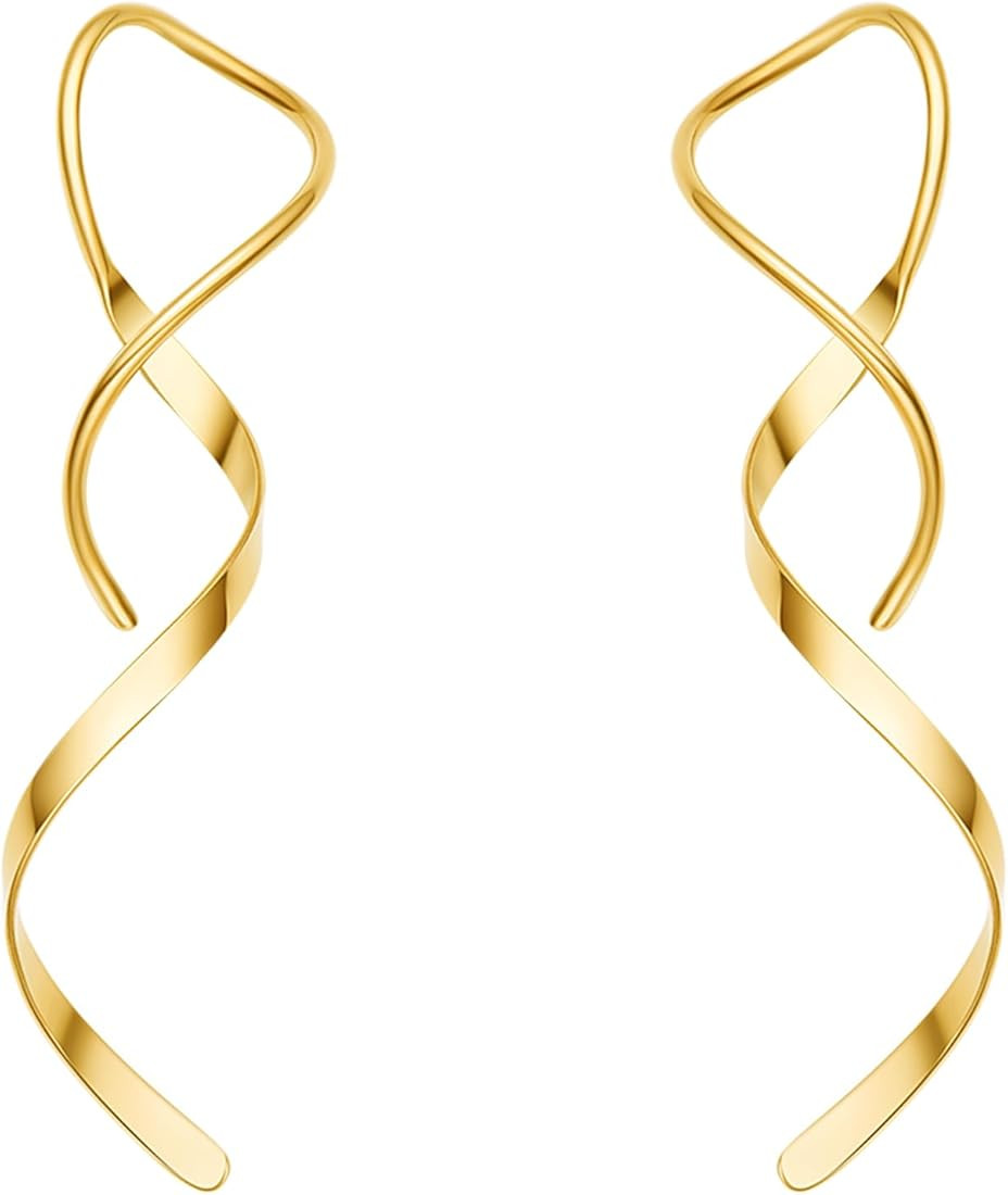 Hanreshe 4Pairs Spiral Threader Earrings for Women Handmade Twisted Spiral Stainless Steel Drop D... | Amazon (US)