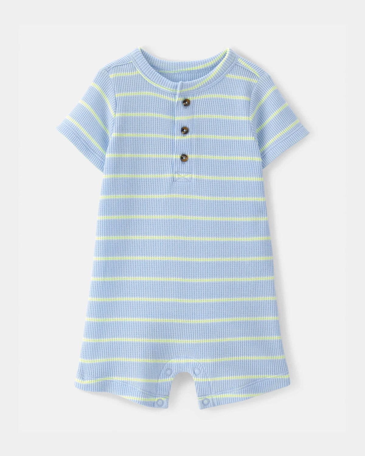 Baby Boy Striped Waffle-Knit Romper - Blue | Carter's | Carter's Inc