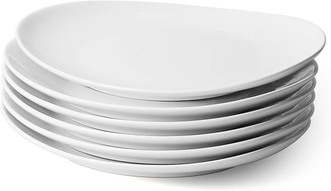 Sweese White Dinner Plates 11 Inch - Porcelain Modern Curve Square Plate Set of 6 - Dishwasher, M... | Amazon (US)
