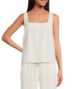 Cloth & Stone Linen Blend Button Back Knit Striped Scoop Sleeveless Coordinating Tank | Dillard's | Dillard's