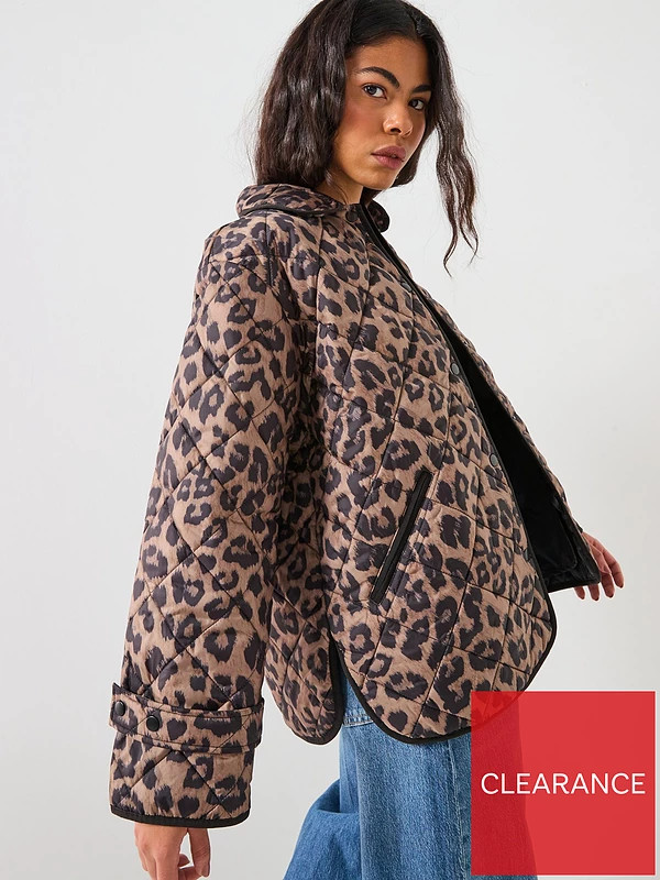 PIECES Short Print Quilt Jacket - Leopard Print | Very (UK)