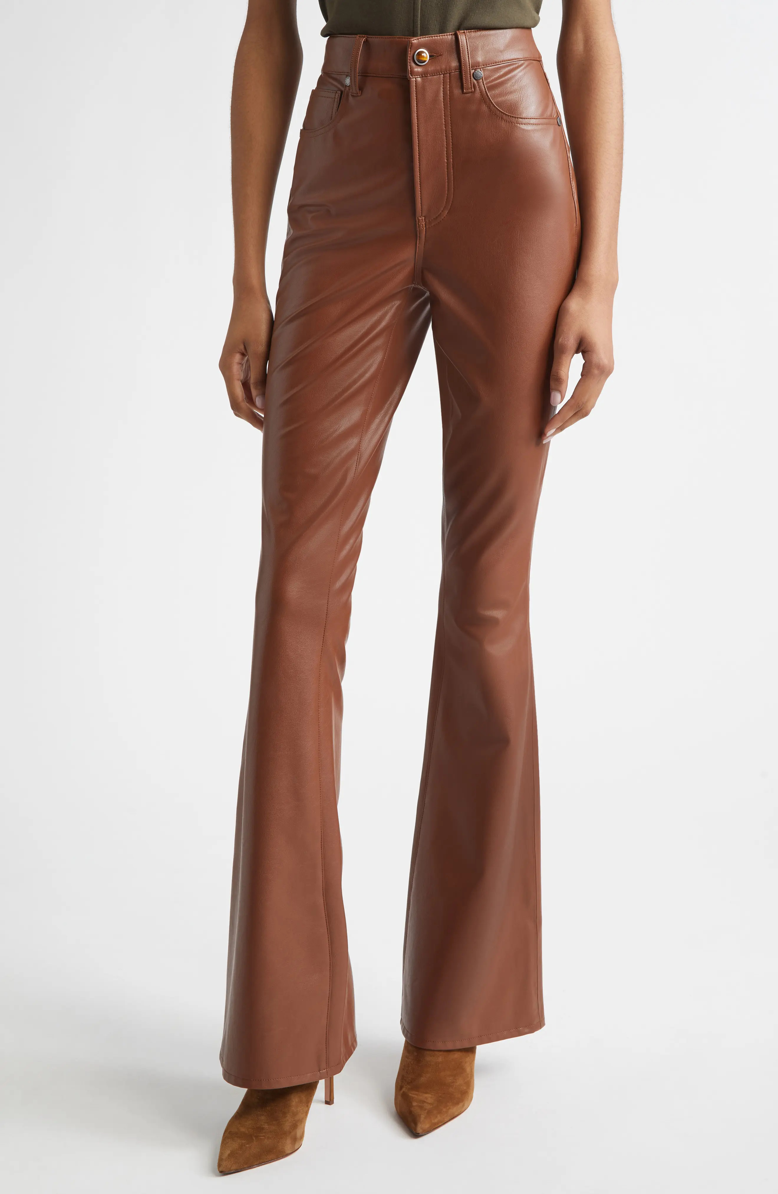 Veronica Beard Beverly High Waist Skinny Flare Faux Leather Jeans (Women) | Nordstromrack | Nordstrom Rack