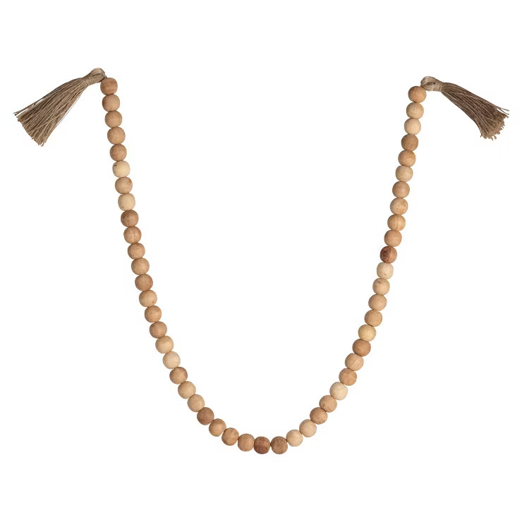 Natural Wood & Jute Beaded Garland - Foreside Home & Garden | Target