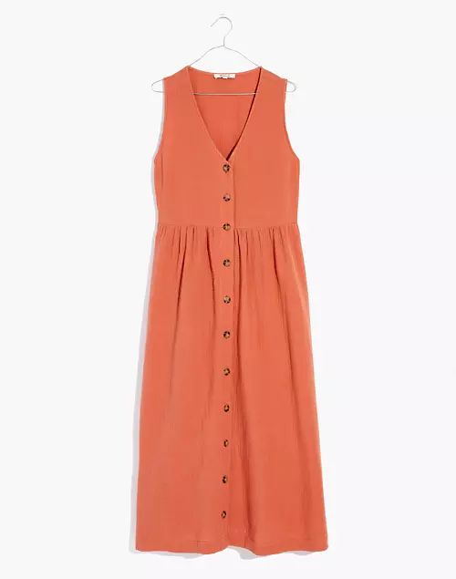 Plus Lightspun Button-Front Tank Midi Dress | Madewell