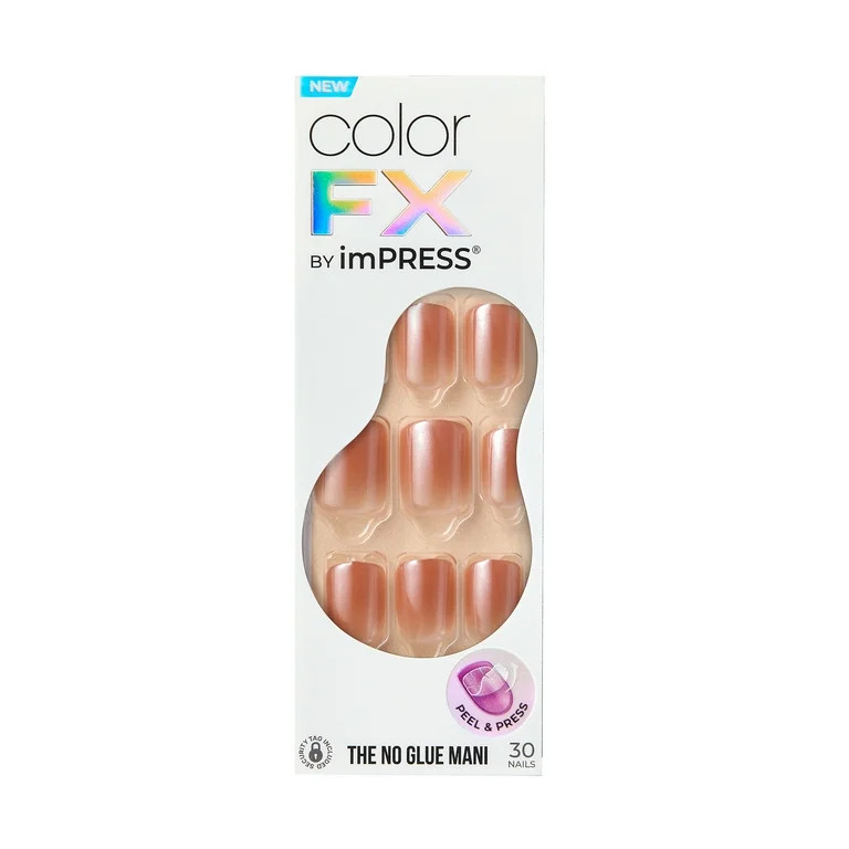KISS imPRESS Color FX Press-On Nails, No Glue Needed, Neutral, Short Square, 33 Ct. | Walmart (US)