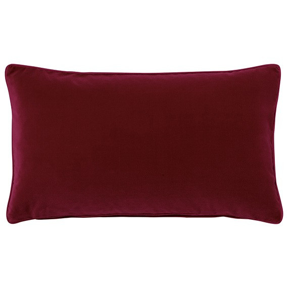 Plain Velvet Pillow Cover, Rectangular - Grenache | OKA Direct (UK)