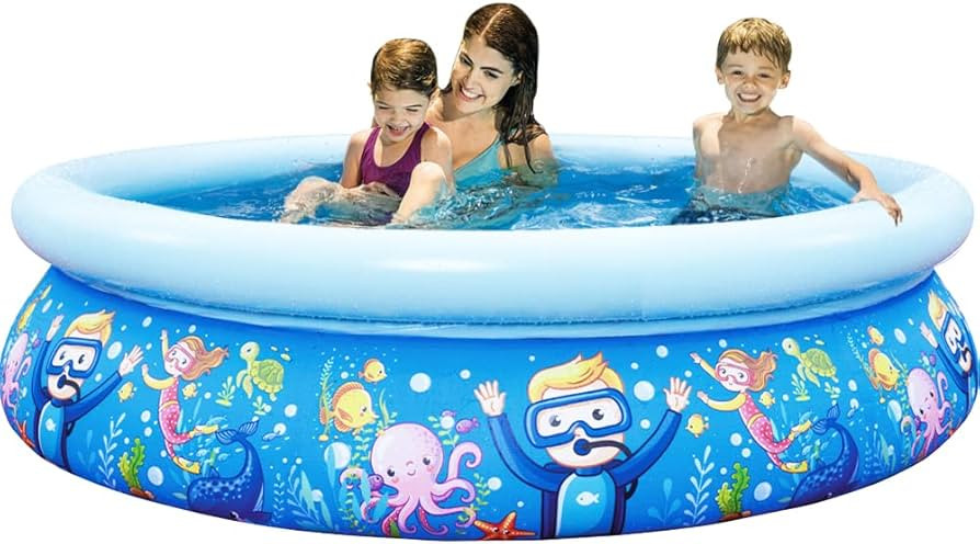 Inflatable Swimming Pool, Sea World Inflatable Pool for Kids, 80.7" X 18.5" Full-Sized Inflatable... | Amazon (US)